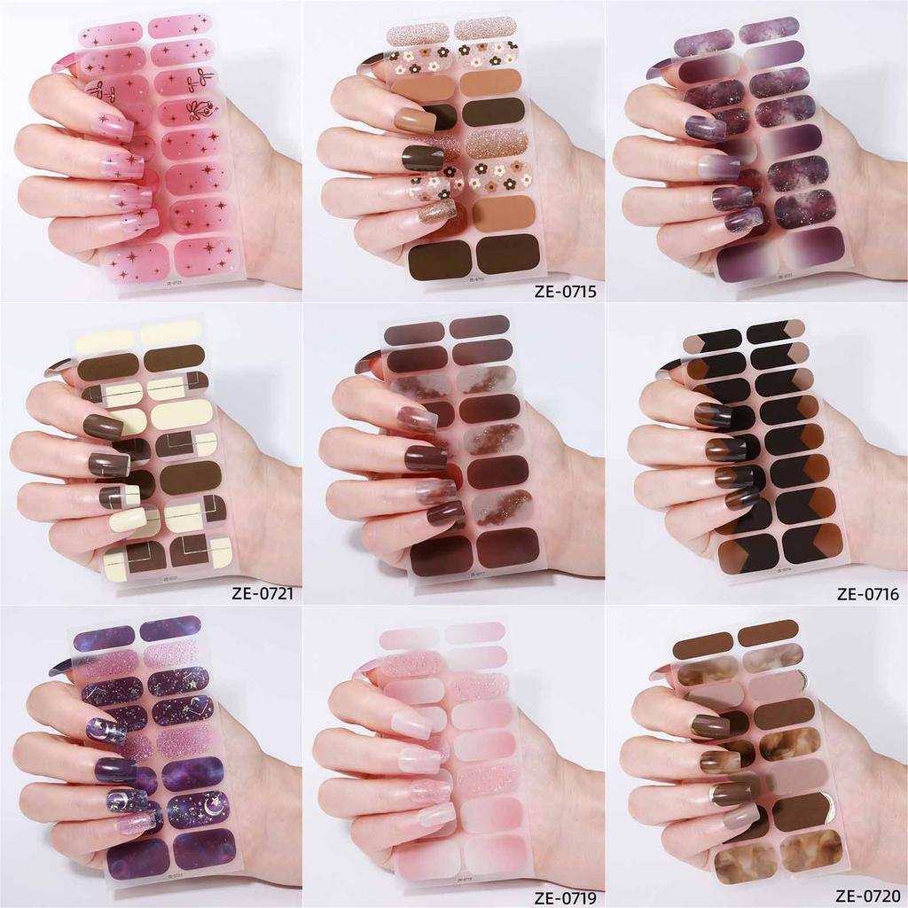 Nails Polish Stickers Gradient Gels Nail Strips Nails Polish Wraps Glittering Gels Nail Stickers Manicures Stickers