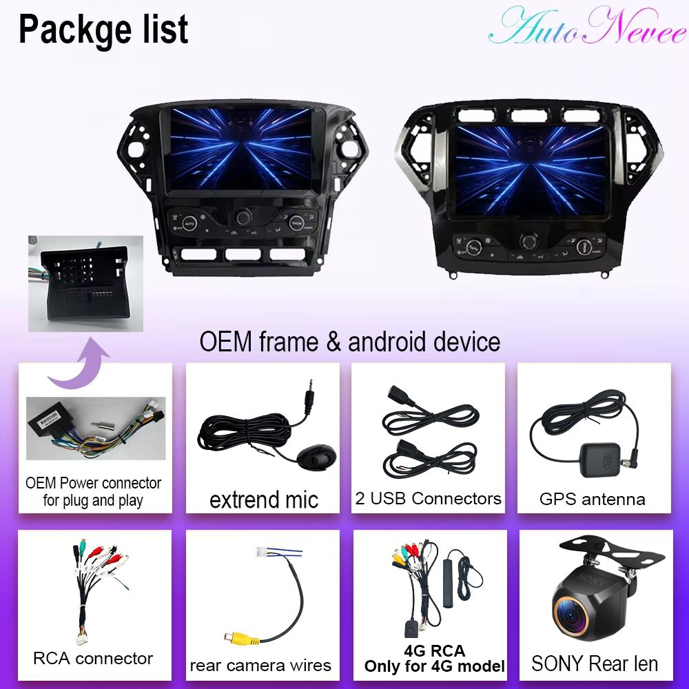 Навигация GPS Android 14 Авторадио Стерео Для Ford Mondeo MK4 2007-2014 Carplay Авто Видеоплеер 2din DVD Мультимедийная Головное Устройство