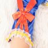 Princess Cosplay Gloves Royal Blue Satin Gloves with Ruffles And Red Bow Girls Cosplay Gloves for Costume Parties Stage Performances