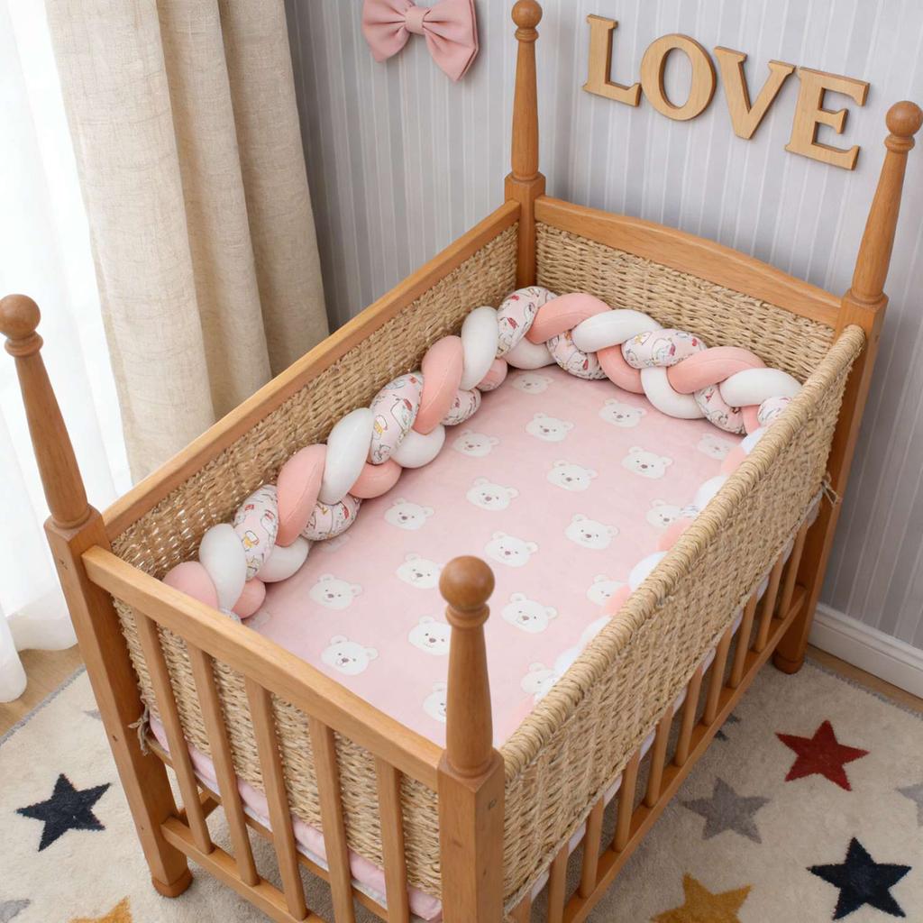 Cartoon Baby Bed Snake Pillow Crib Protector Bed Braid Knot Cushion for Infant Kids 3 Shares Toddler Baby Bed Bumpers