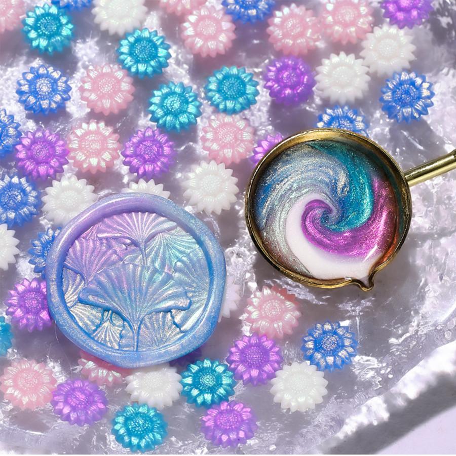 100 шт./пакет, воск для сургуча цвета Авроры, подсолнух, смешанные цвета, для свадебных приглашений, конвертов, упаковки винных подарков