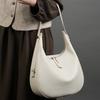 Real cowhide underarm bag niche design large capacity shoulder messenger bag light luxury crescent moon bucket bag handbag