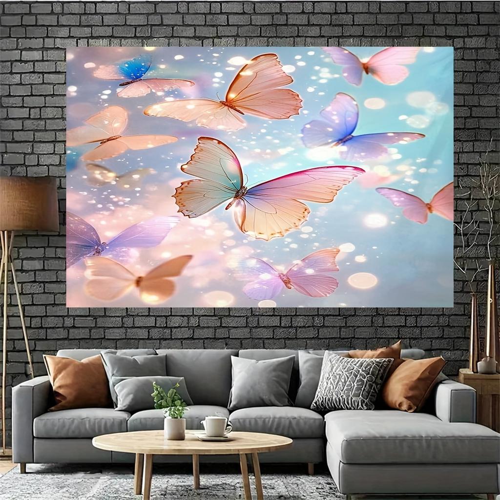 2D flat background cloth - butterfly landscape pattern photography background screen multifunctional home decoration