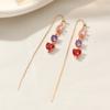 Luxury Colorful Geometric Round Heart-shaped Tassels Cubic Zirconia Ear Line Long Hanging Drop Earrings for Women Piercing Threader Earing Ear Jewelry