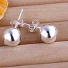Women Fashion Silver Color Stainless Steel Round Ball Ear Stud Earrings Jewelry AVE