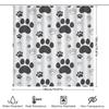 White Shower Curtain With Black Paw Prints Decorative Pet Print Shower Cover For Bathroom – Easy Installation Waterproof Materia