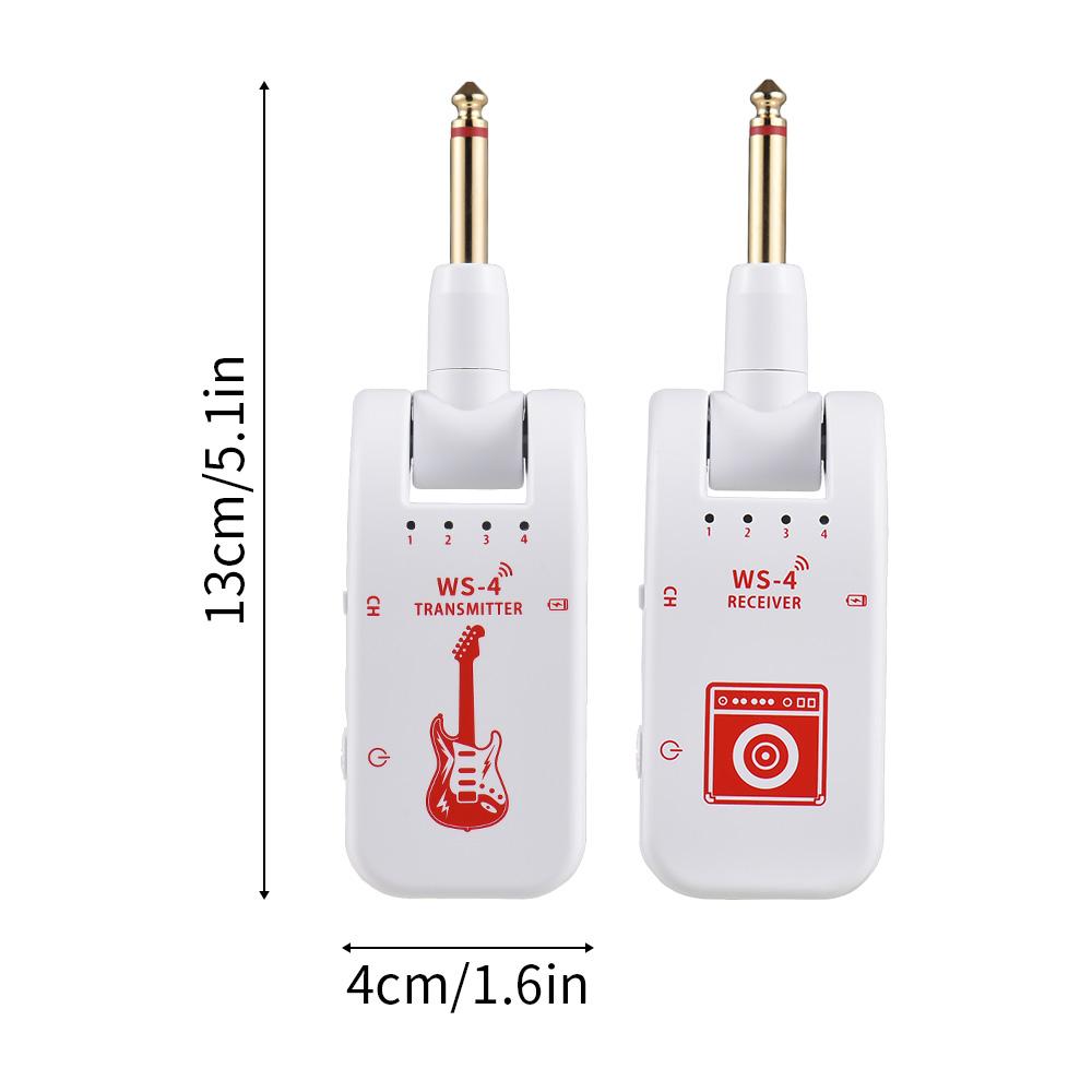 2.4G Wireless Guitar System Rechargeable Transmitter Receiver for Electric Guitar Bass Wind Instruments