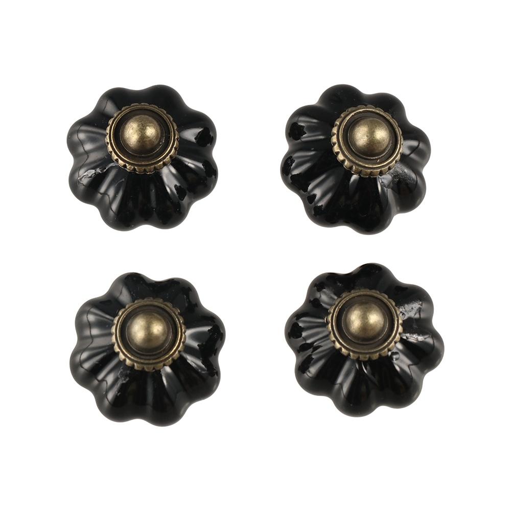 Single Hole Cabinet Knob Round Drawer Knobs Retro Ceramic Pumpkin Handle  Kitchen