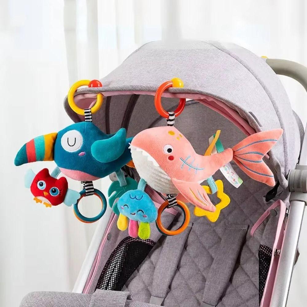 Plush Infant Soft Plush Toy Removable Kids Stuffed Animal Toys Baby Crib Bell Toys for 0-12 Months