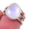 Natural Rainbow Moonstone Gemstone 925 Sterling Silver Two Tone Ring S.6.5 V3U12