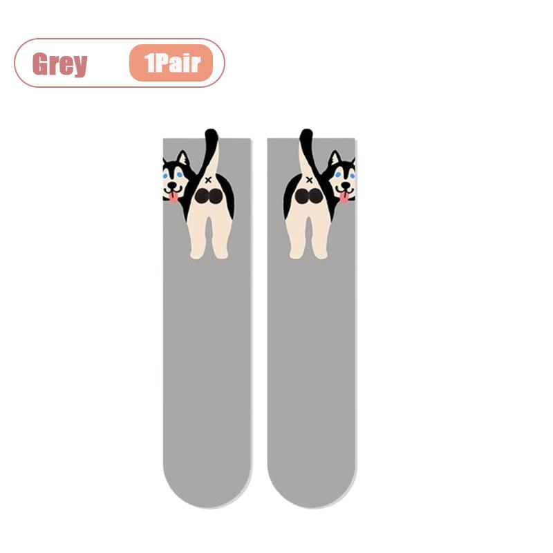 Cute 3D Abstract Dog Egg Socks Whimsical Puppy Design Breathable All Season Unisex Crew Socks for Home Outdoor Party Gift