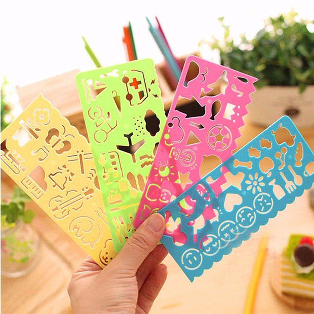 Stationery Painting Template Plastic Drawing Rulers School Painting Supplies Cartoon Spirograph