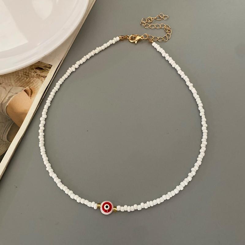Ожерелье-чокер из бисера «Счастливый глаз» для девочки, белое ожерелье из бисера в стиле бохо