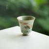 Flower and Bird Master Cup Ru Kiln Ceramic Tea Cup Tea Brewing Cup Tea Tasting Cup Office High Legged Cup