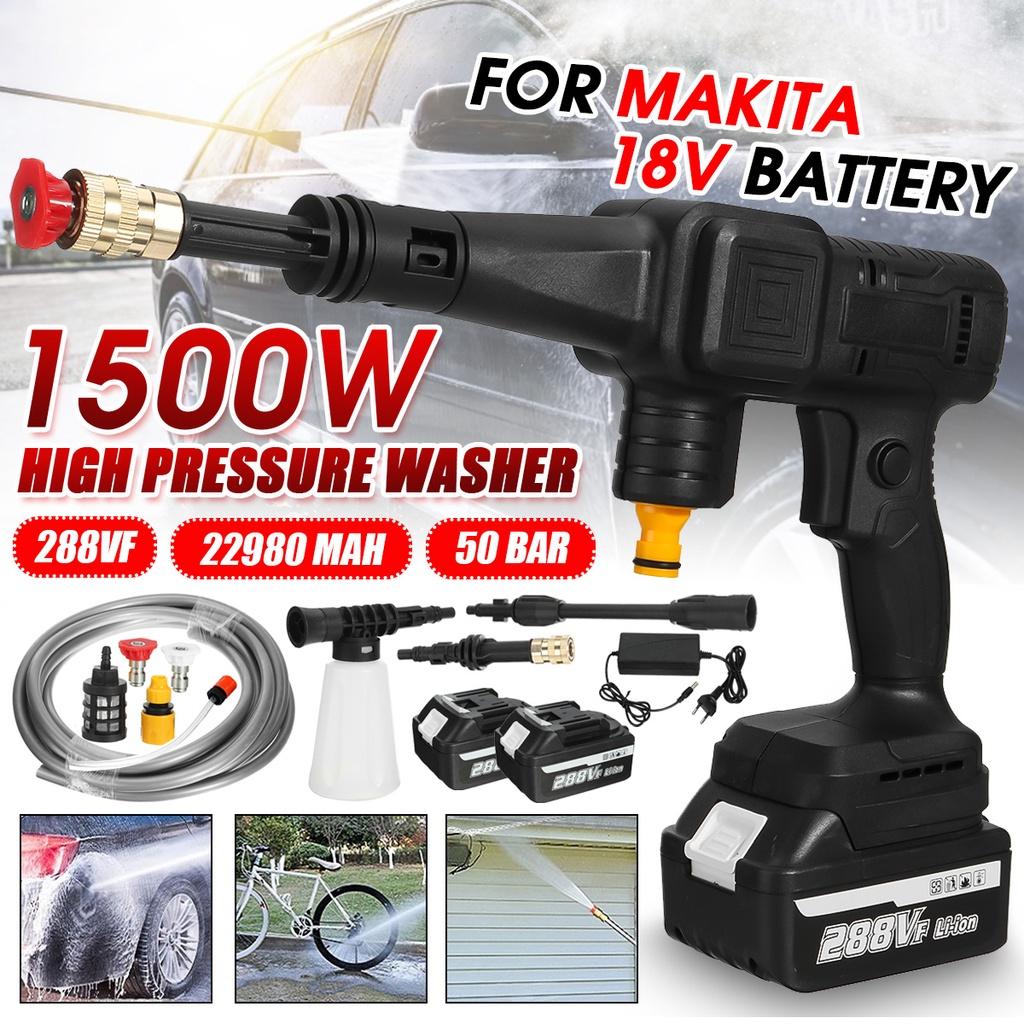 50 бар 1500 Вт 288 ВФ Автомобильное зарядное устройство Электрический пистолет-мойка Пенный пистолет для 18 В аккумулятора Аккумуляторная мойка высокого давления