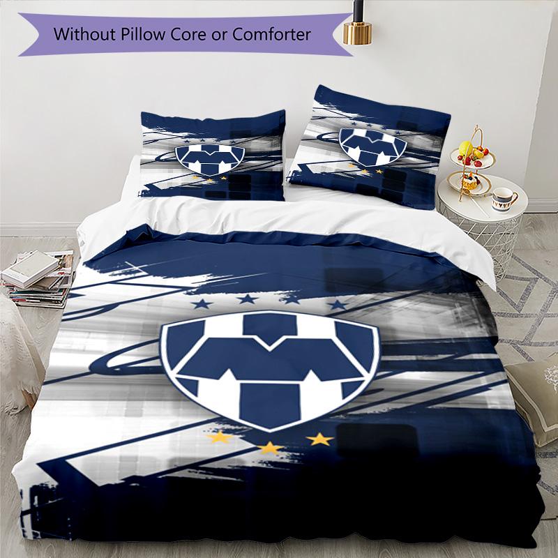 C.F.Monterrey Football Crest Art Printed Pattern Duvet Cover Set – includes 1 duvet cover and 2 matching pillowcases Bedroom decor Christmas gifts