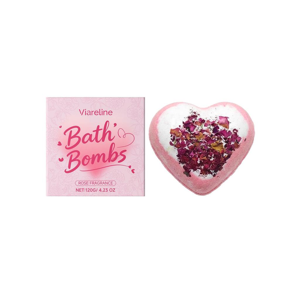 Rose Heart Bath Salt Bubble Ball: Plant-derived essence cleanses pores, gently hydrates, and provides nourishing care