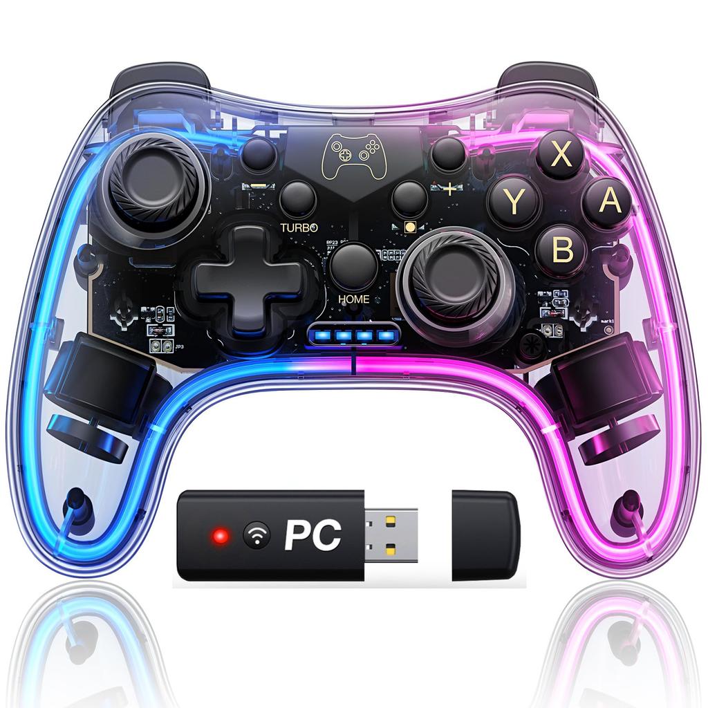 Wireless Switch Controller with Compatible with Switch Pro Equipped with Gyro Rapid Fire 4 Vibration App Compatible with Includes Receiver 10-Color