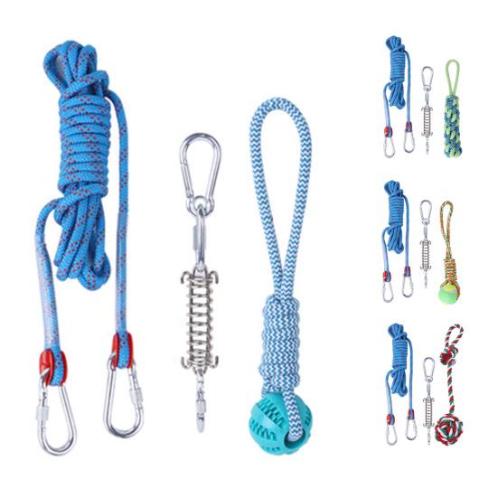 1Set Spring Cotton Rope Bite Resistant Relieve Boredom Lightweight Dogs Spring Pole Toys for Teddy