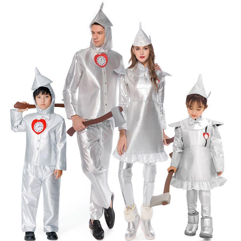 Enchanting Wizard Of Oz Tin Man Cosplay Costume For Adults And Kids In Silver