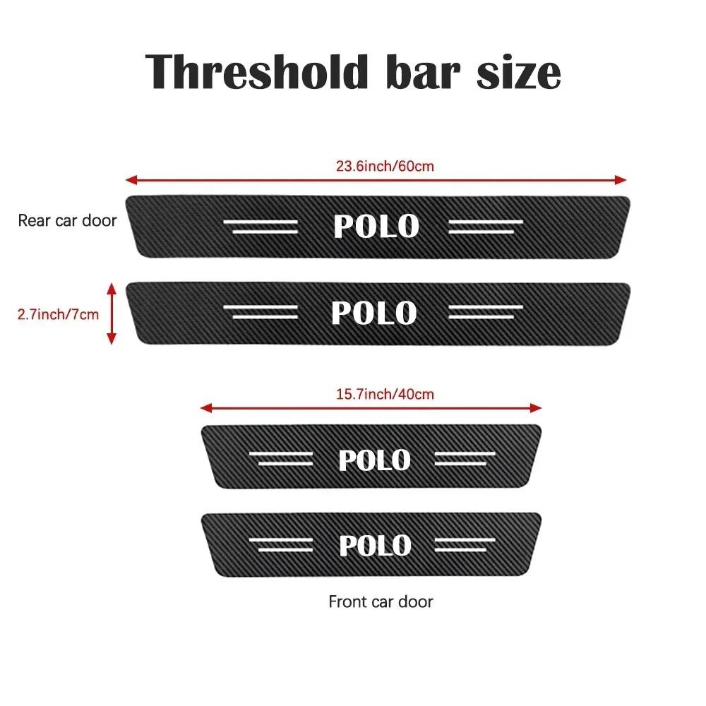 New 2026 Carbon Fiber Car Doorsill Sticker Protective Film for Volkswagen VW Polo Door Threshold Pedal Scuff Plate Decals Accessories EP1 Q3
