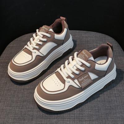 Маленькие белые женские туфли весенне-осенние туфли универсальные туфли на толстой подошве повышающие спортивные женские туфли