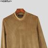 INCERUN Autumn Men Turtleneck Long Sleeve Texture Rib Irregular Tunic Tops Pullovers