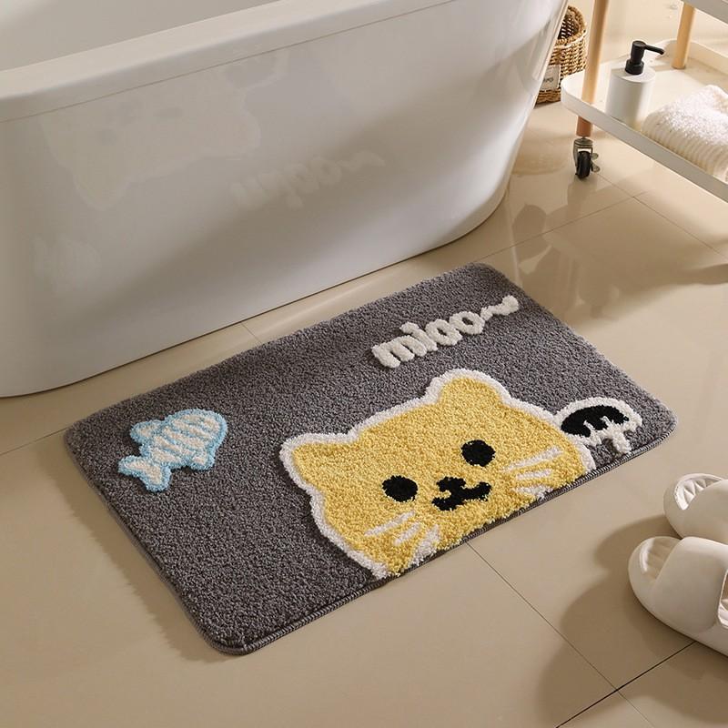 Plush Velvet Bath Mat Non-Slip Absorbent Floor Rug Bathroom Doorway Bedroom Living Room 40x60cm 50x80cm