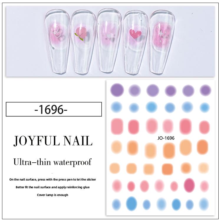 Румяна Персиковое Сердце Наклейки для Ногтей: Самоклеящиеся наклейки с градиентным цветом для нейл-арта