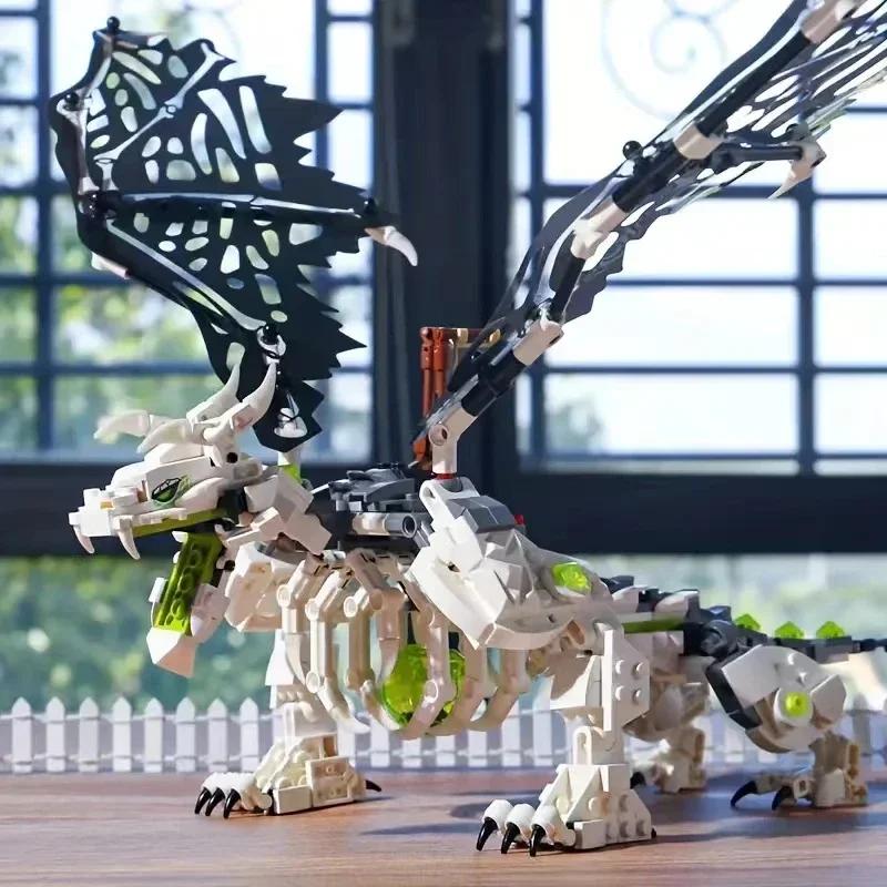 672PCS Phantom Series Skeleton Wizard's Flying Dragon Building Blocks Boy Dragon Сборка игрушки для детей Подарок