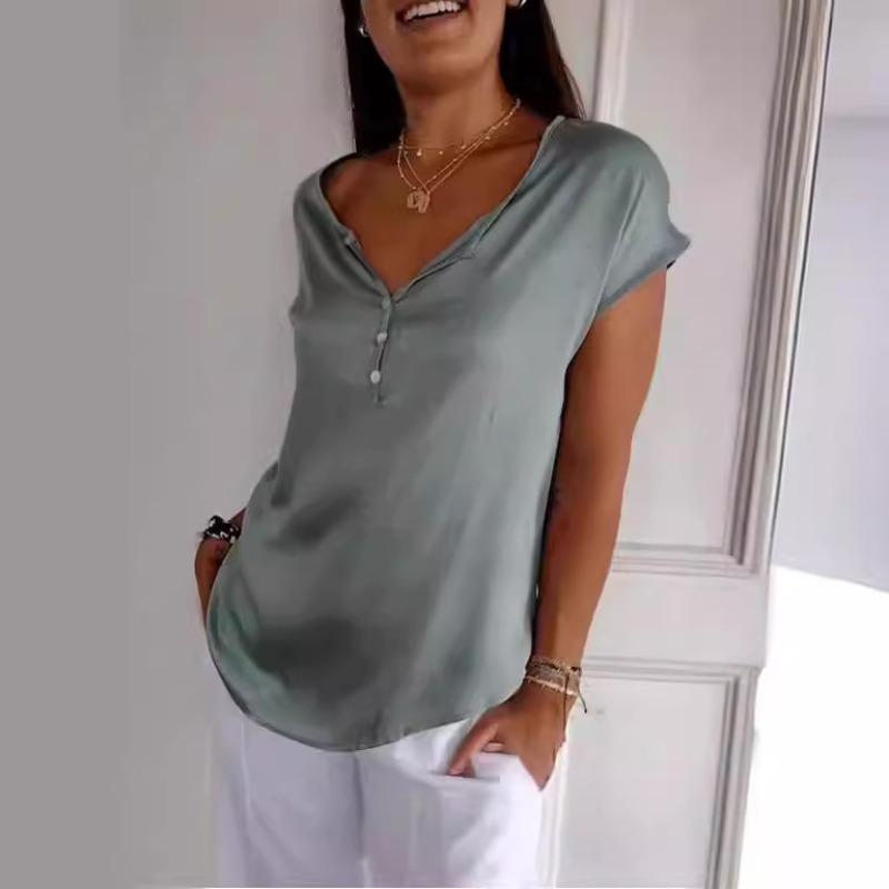 Summer Loose Casual Fashion Simple Commuting Short Sleeved Top