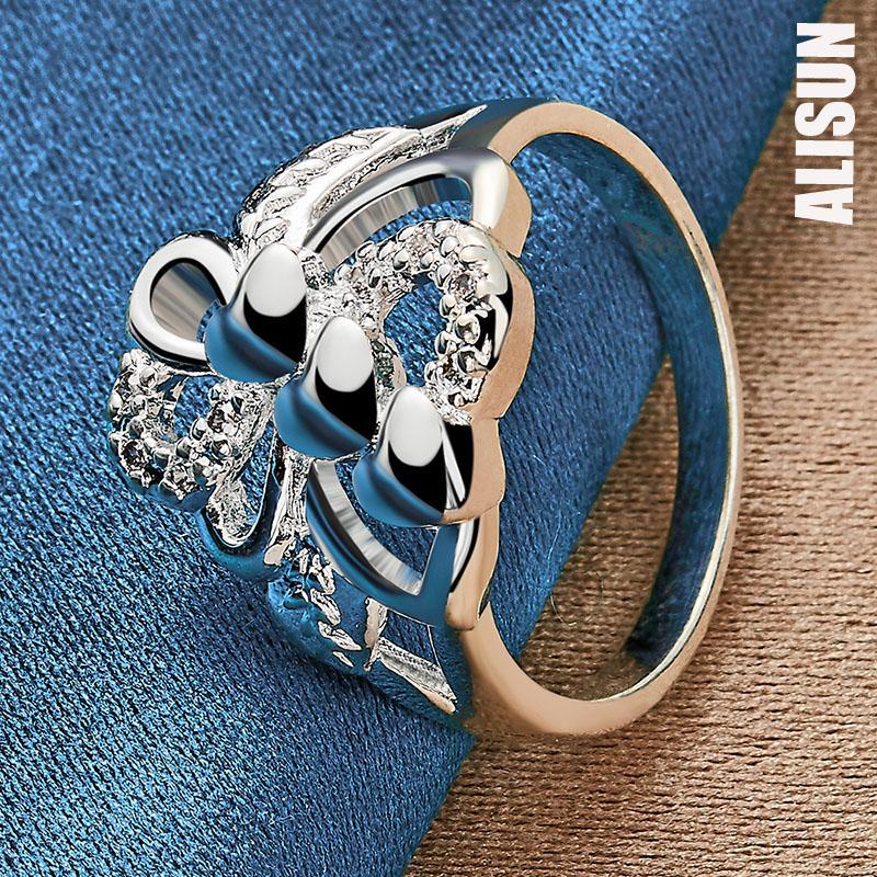 925 Sterling Silver Charming Three Heart Ring Fashionable Wedding Jewelry