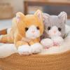 Cartoon Cat Plush Kitten Pillow White/ Gray Plush Cat Doll Simulated Cat Plush Toy  Kids