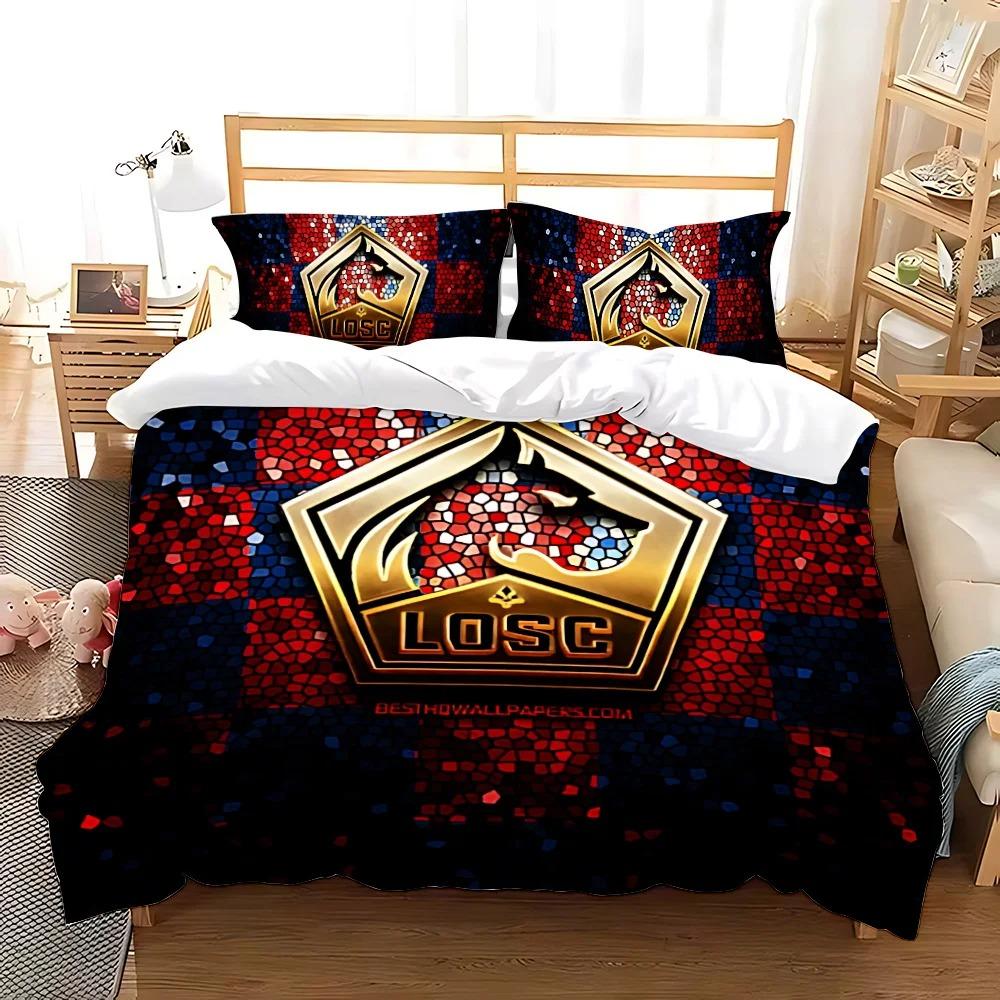 Football LOGO Duvet Cover Pillowcase Lille OSC Bedding Set Adult Boy Girl Bedroom Decoration Children Single Double Large Size