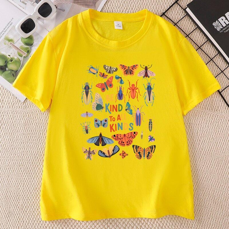 Be Kind To All Kinds T Shirt Unisex Insect Bug Butterfly Nature Lover Tshirt Wildlife Kindness Tshirt Casual Cotton Short Sleeve