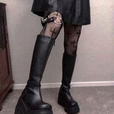 Эластичные сапоги на толстой подошве, тонкие сапоги, сапоги на платформе, женские, осень 2025, новый британский стиль, маленькие высокие сапоги-рыцари