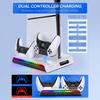 Зарядная станция для НОВОЙ PS5 Slim Станция с охлаждающим вентилятором для контроллера DualSense/Edge со светодиодной подсветкой RGB Крючок для гарнитуры 3 USB-хаба