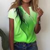 Women's T Shirt Tee Print Button Short Sleeve Daily Weekend Fashion V- Neck Regular Top