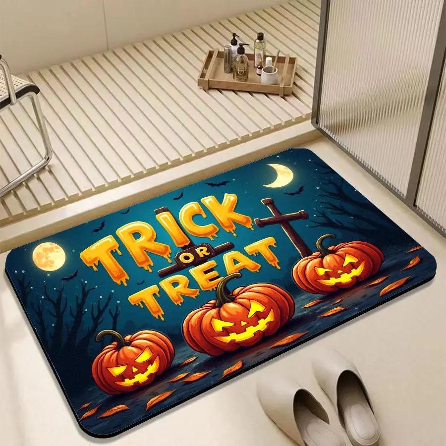 Мультяшный Хэллоуин Вампир Придверный коврик Диатомовая грязь Противоскользящий Декор в виде гроба Домашний декор Ковер