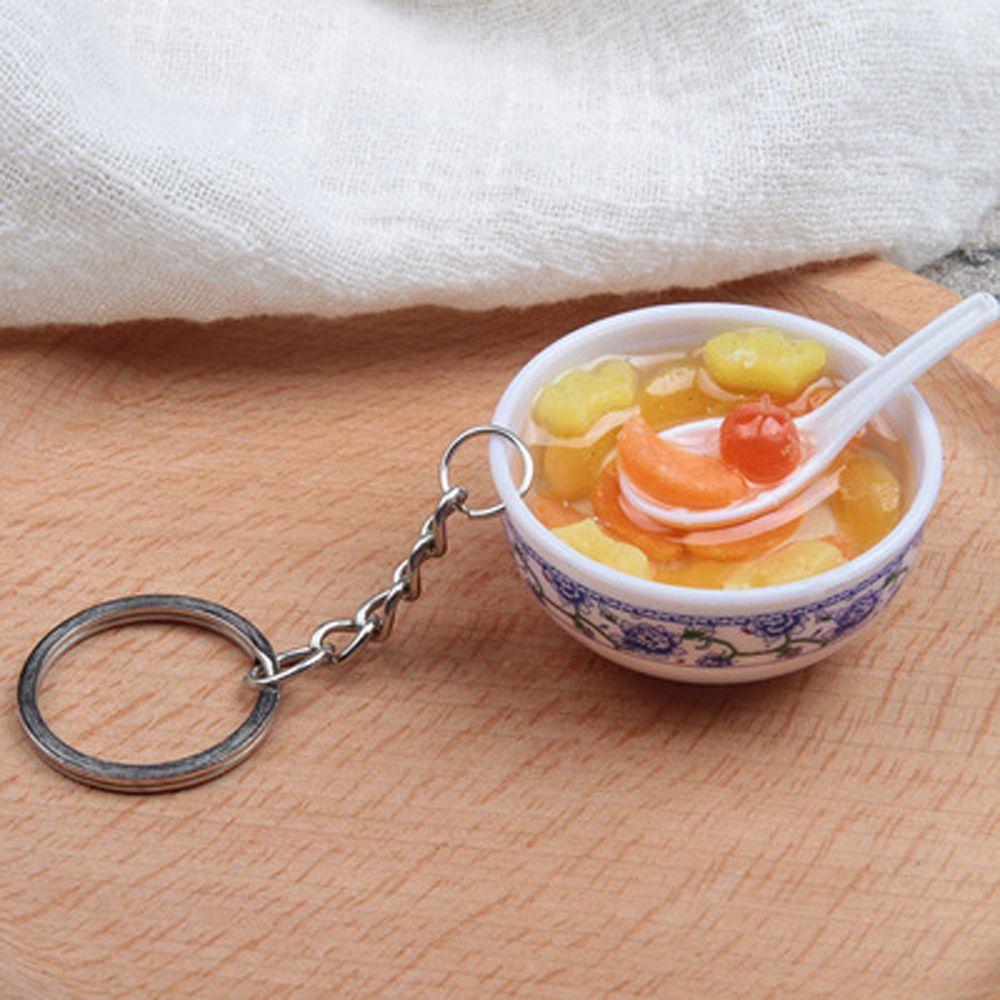 Porcelain Delicious Food Bag Pendant Noodle Keychain Simulation Food Bowl Keyrings Food Key Chains