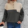 Женская осень-зима с длинным рукавом и воротником-стойкой, цветной блок, пуловер с капюшоном, свитшот, топ