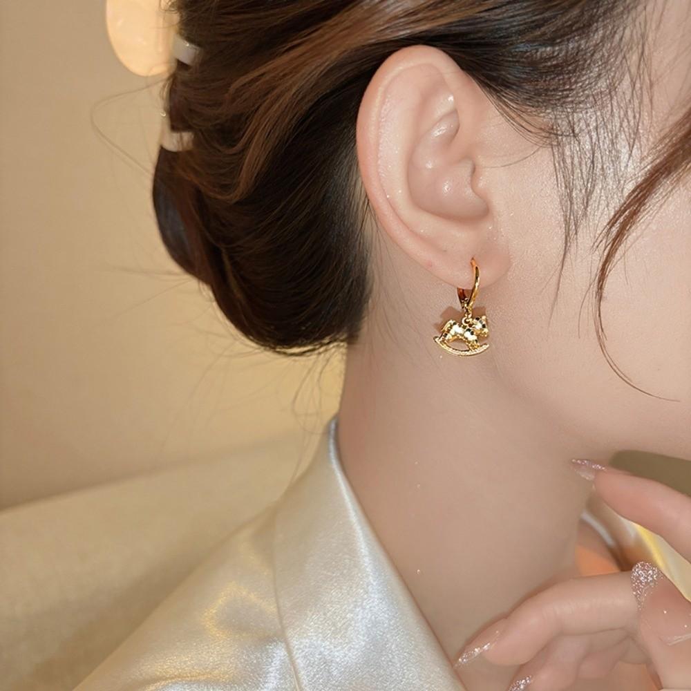 Chinese Horse New Year Zodiac Horse Earrings Rocking Pony Drop Earrings New Year Gift