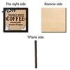 Solid Wood Festive Plaque Halloween Wooden Coffee Photo Frame, Retro Distressed Sign for Witch Decor Countertop Decor, Rustic Autumn Holiday Ornament