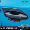 For BYD YUAN PLUS ATTO 3 2022 2023 ABS Carbonfiber Balck Car Door Handle Bowl Cover Trim Sticker Car External