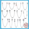 Zircon Safety Chain Charms Beads Fit Original Fashion Style Bracelet 925 Sterling Silver Jewelry Dangle Making