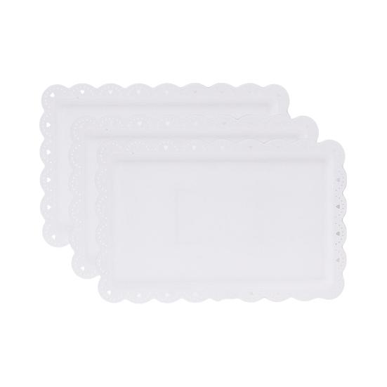 3шт сервировочные подносы большой прямоугольный поднос для десерта пластиковые прочные многоразовые тарелки плоский поднос для печенья и кексов на день рождения, чаепитие, свадьба
