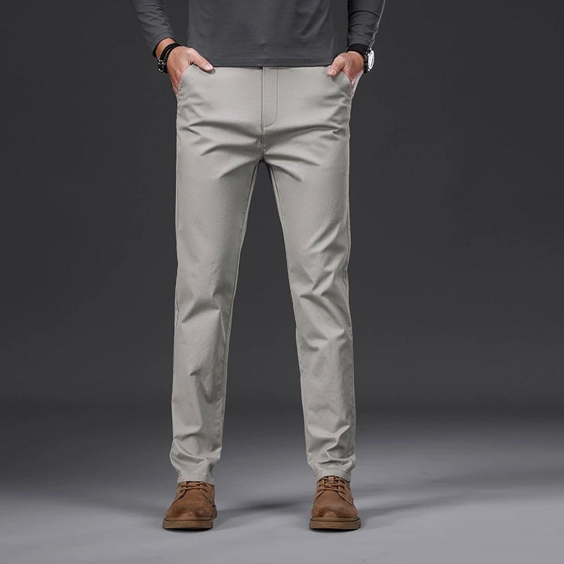 Хлопковые мужские повседневные брюки осенняя мода удобные эластичные узкие прямые деловые брюки черного цвета Army Green цвета хаки
