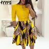 Women's Fashion Summer Spring Leopard Print 1/2 Sleeves O-Neck High Waist Casual Dresses