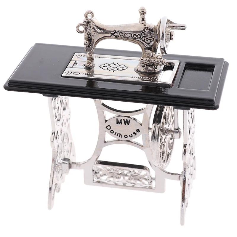 1:12 Dollhouse Miniature Furniture Retro Sewing Machine Tailor Toy Doll House Vintage Decoration Accessories