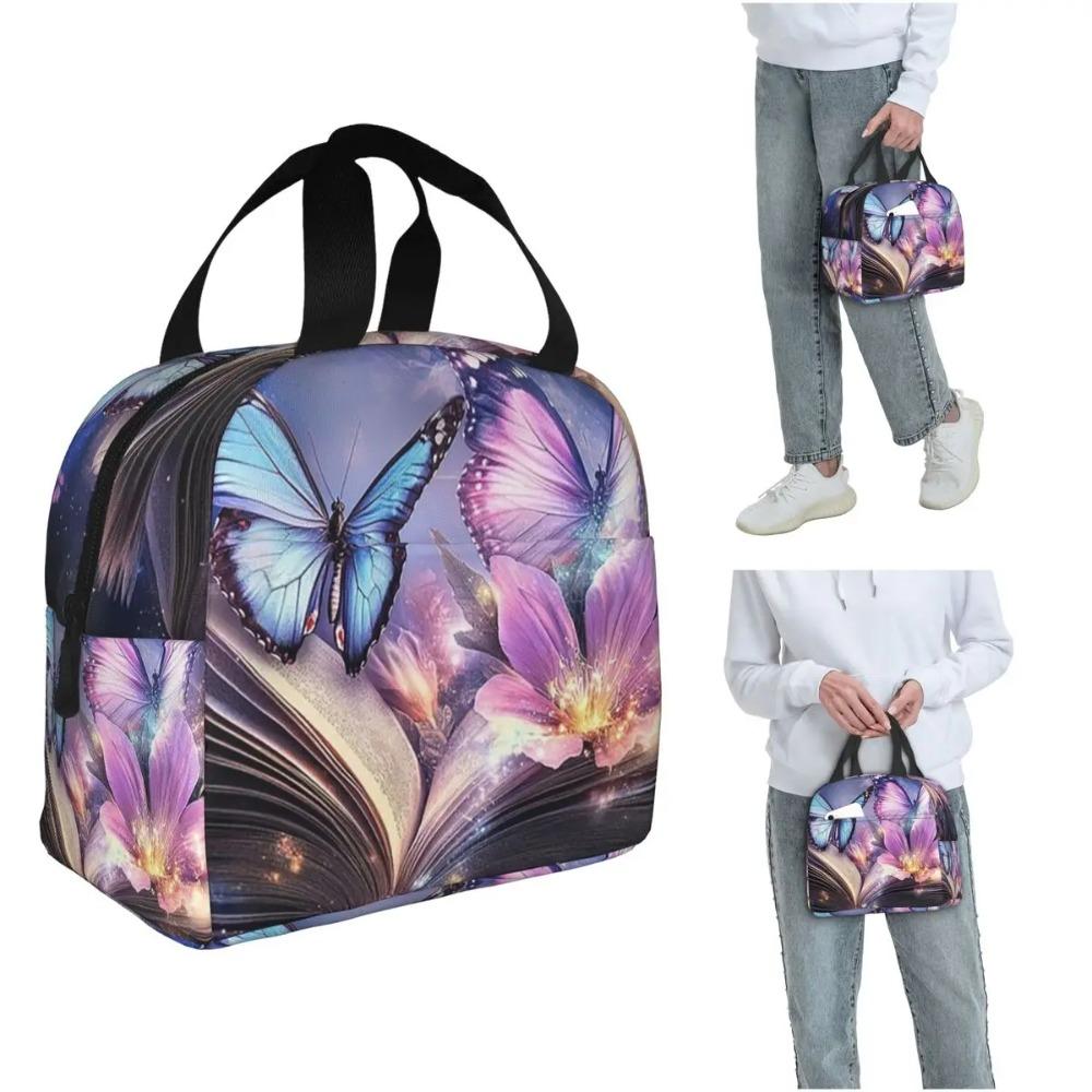 A Fluorescent Butterfly On The Book Of Life Insulated Lunch Bag for Women Children Portable Food Boxes Thermal Lunch Box Tote
